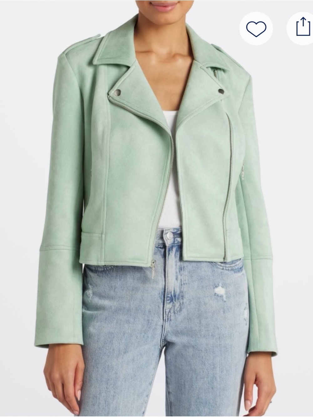 Steve Madden Mint Green Suede Moto Jacket